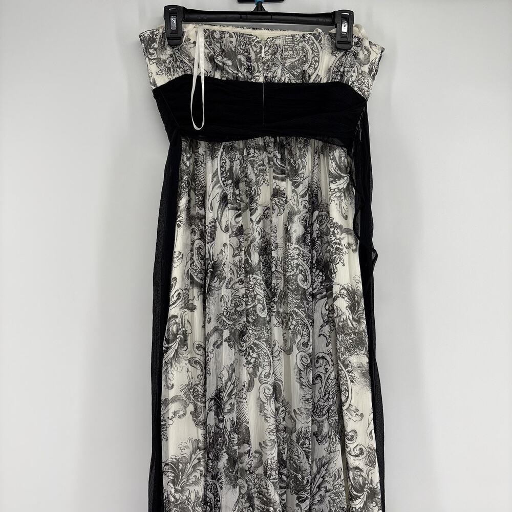 BCBG Maxazria Strapless Dress Size 6 Black And White Long Floral Pattern - Picture 7 of 13